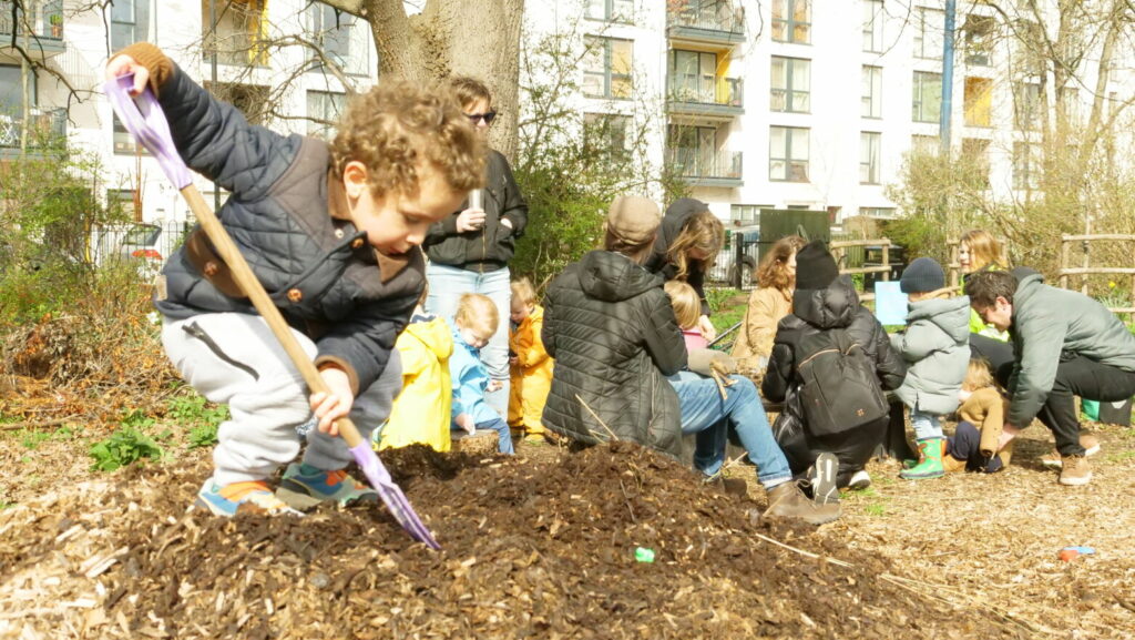 Group of children digging